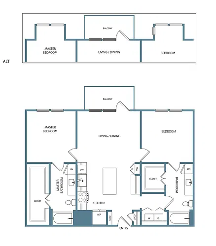 Floor plan 2 Bedroom 2 Bathroom B3