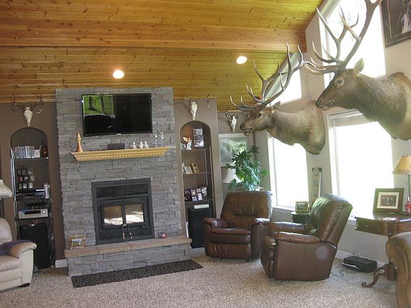 Great room
						:
						Rock fireplace with wood stove, built ins.