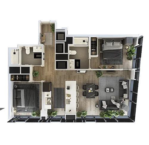 Floor plan 2 Bed-2 Bath-T-11