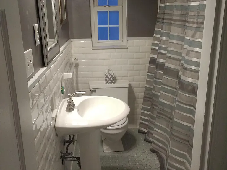 Renovated bathroom. Toilet has been upgraded.