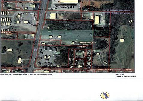 aerial view, property outlined in GREEN