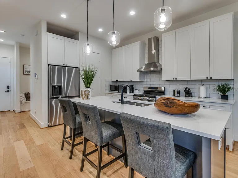 Kitchen area with big island