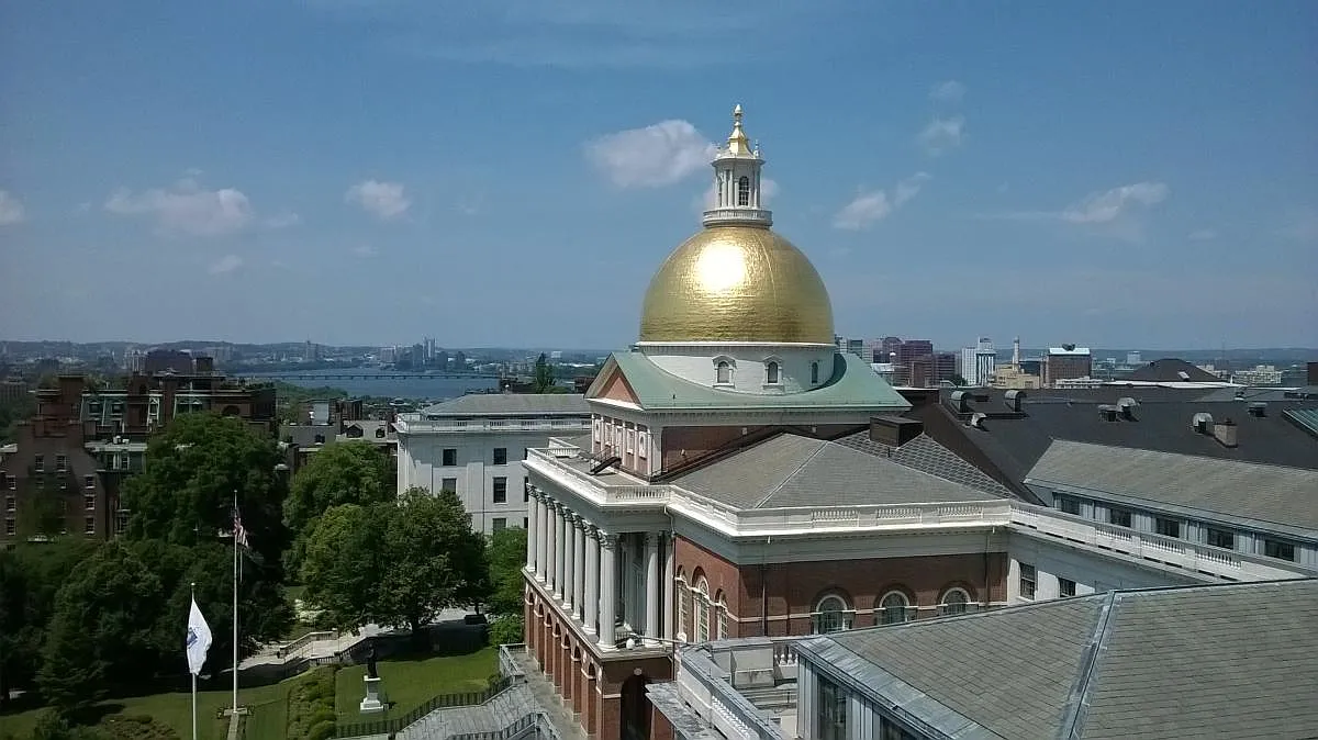 Roof deck view of State House, Charles River - 21 Beacon St #2D