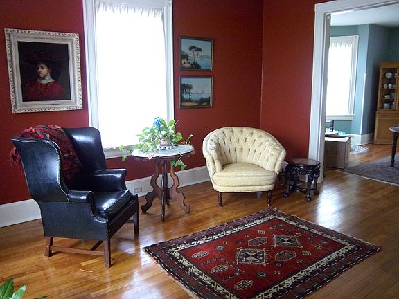 Living room with oak floors