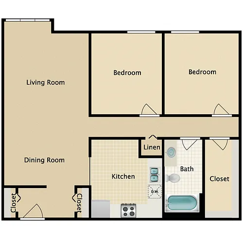 Floor plan 2 BED 1 BATH