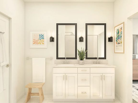 Primary bath with chrome fixtures