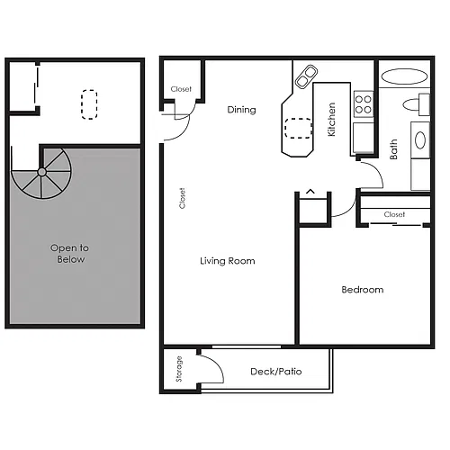 Floor plan One Bedroom Loft