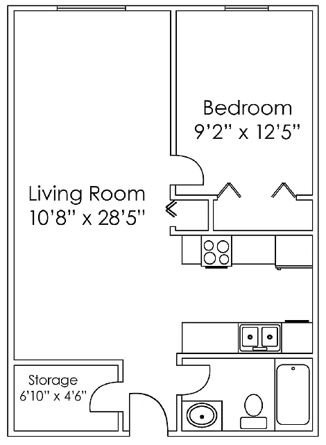 Floor plan 1 Bedroom B
