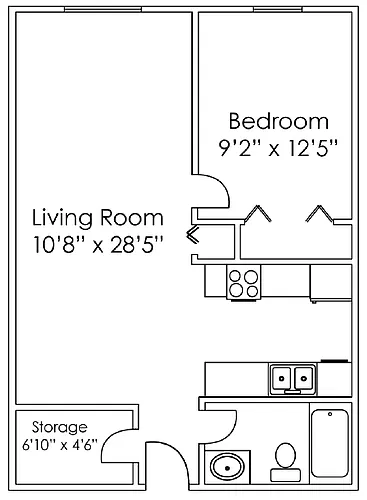 Floor plan 1 Bedroom B