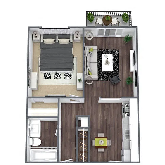 Floor plan A5: 1 Bed 1 Bath