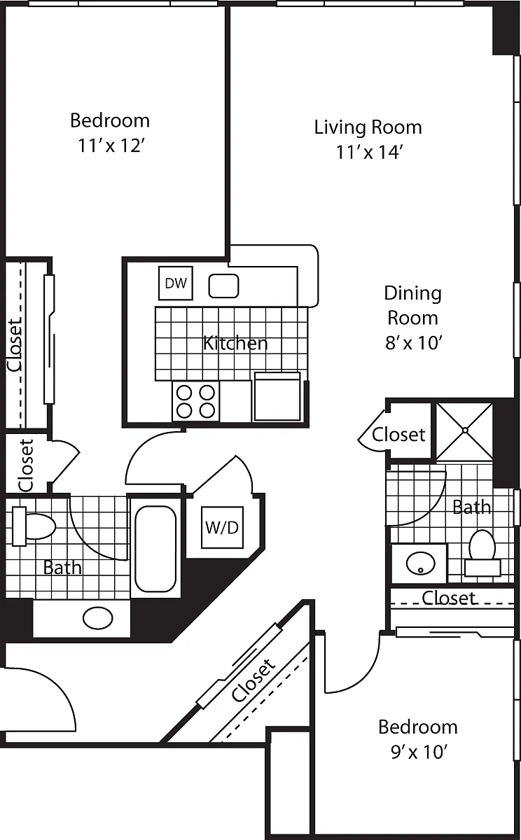 Floor plan Two Bedroom 1096