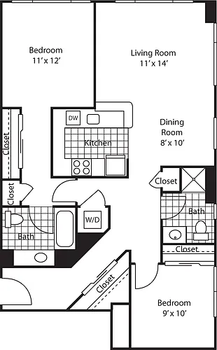 Floor plan Two Bedroom 1096