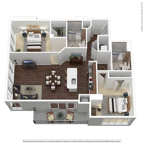 Floor plan BHP-B2 | 2 Bed | 2 Bath
