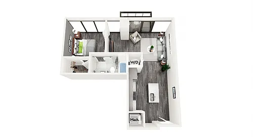 Floor plan AZB2 1 BEDROOM AND 1 BATH