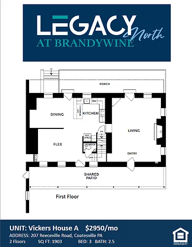Floor plan 3 Bedroom 2 and a Half Bath