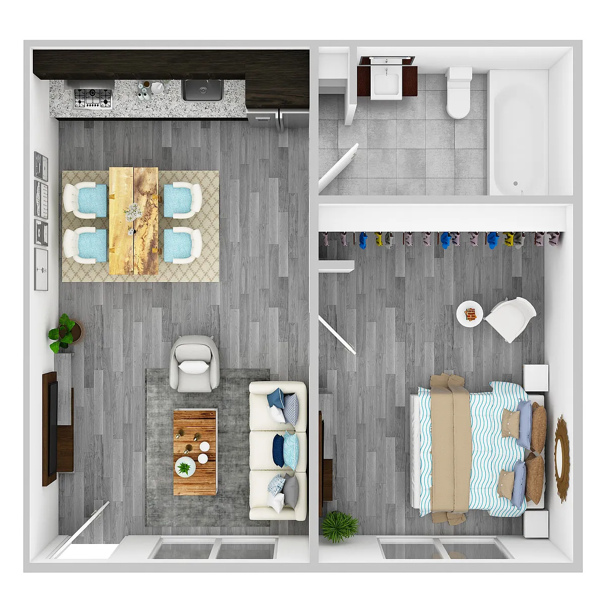 Floor plan 1 Bedroom 1 Bathroom Classic