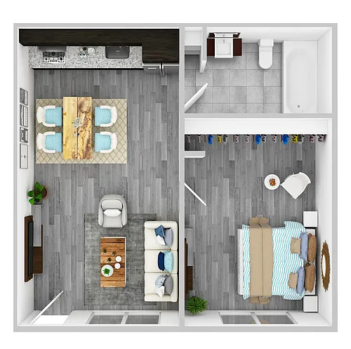 Floor plan 1 Bedroom 1 Bathroom Classic