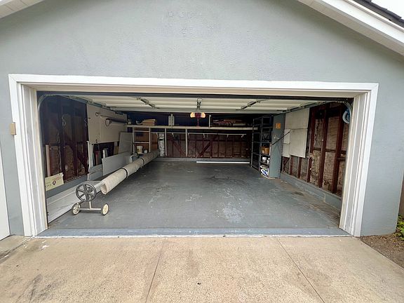 Spacious garage with overhead storage