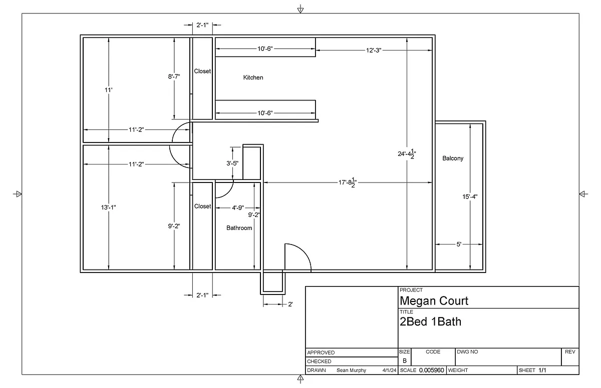 Floor plan Two Bedroom One Bath