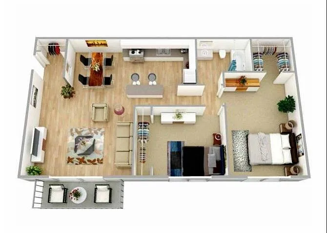 Floor plan Two Bedroom One Bath