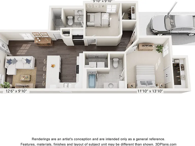 Two Bed / Two Bath - 972 sq ft Two Bed / Two Bath - 972 sq ft