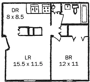 Floor plan 1 Bed 1 Bath