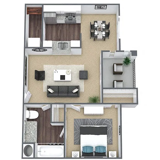 Floor plan A1: 1 Bed 1 Bath