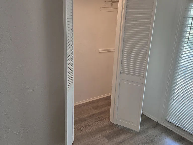 This is a large walk-in closet by the two large front windows.