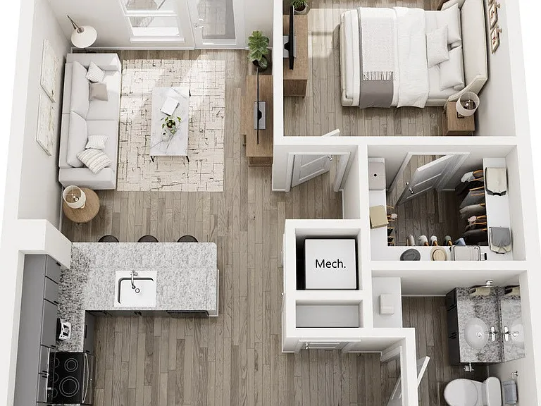 A1D - 1X1 floor plan Sunstone Apartments