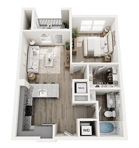 Floor plan A1D - 1X1
