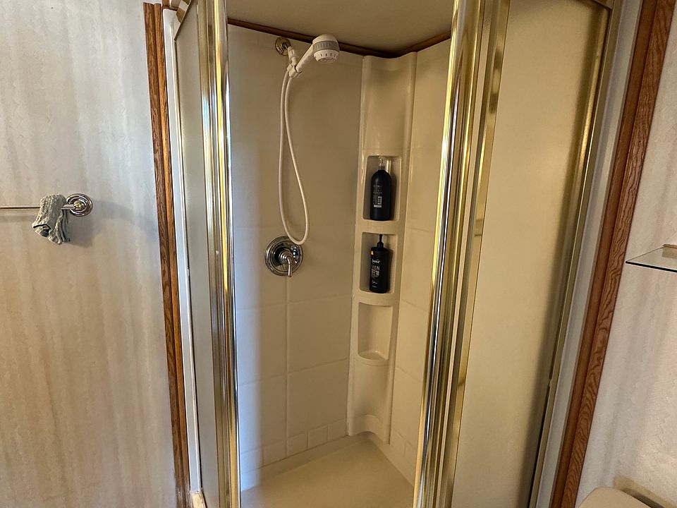 standing shower in the bathroom