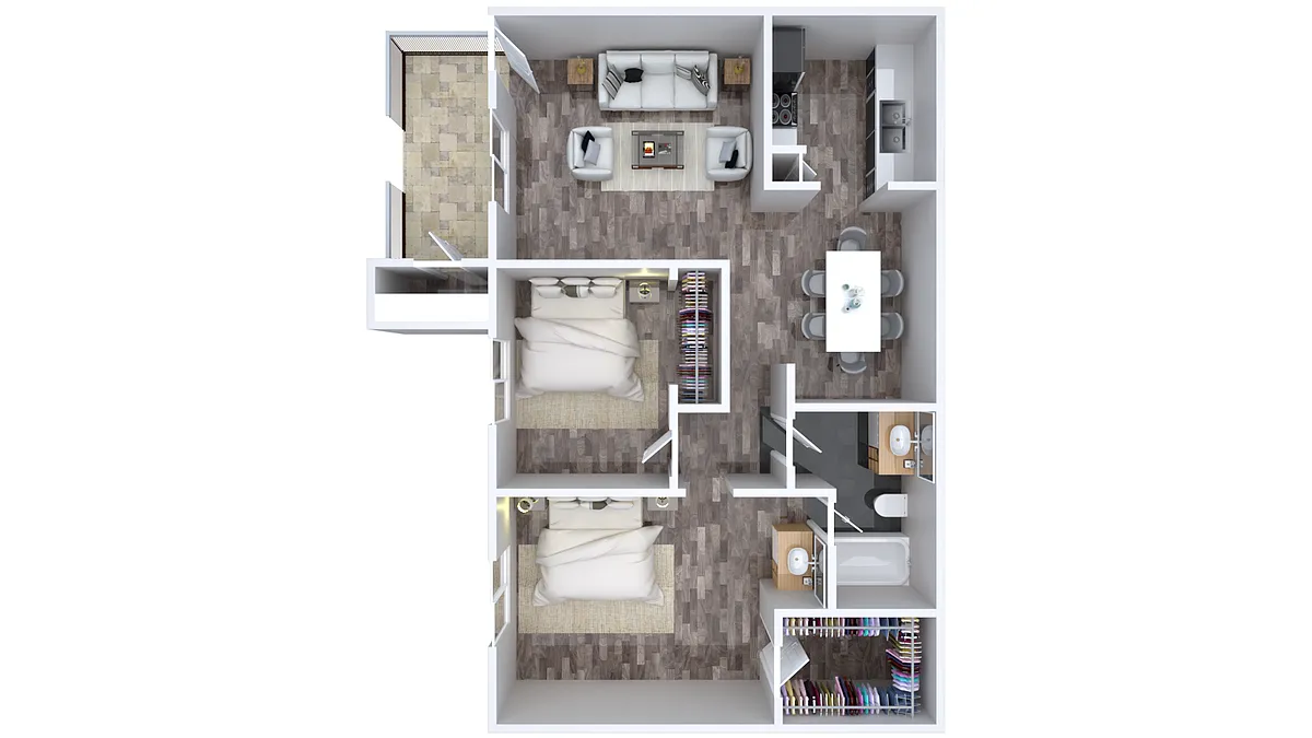 Floor plan 2 Bedroom 1 Bathroom