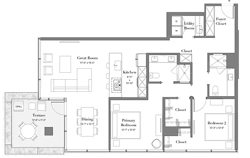 Floor plan 08 | 2B-09 | 2 Bed | 2 Bath