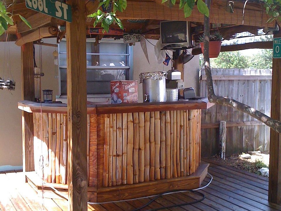 Tiki bar in back