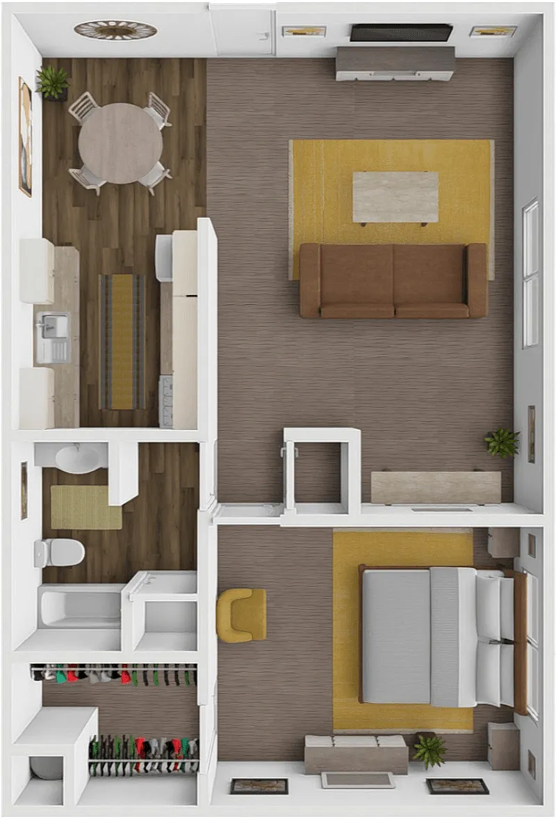 Floor plan 1 Bed 1 Bath B