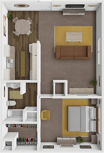 Floor plan 1 Bed 1 Bath B