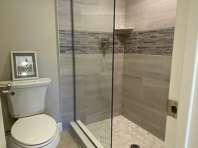 Beautiful walk-in shower in separate room