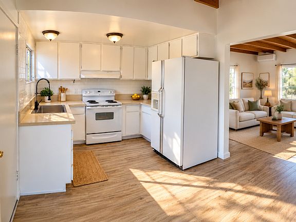 Kitchen and living room furnished