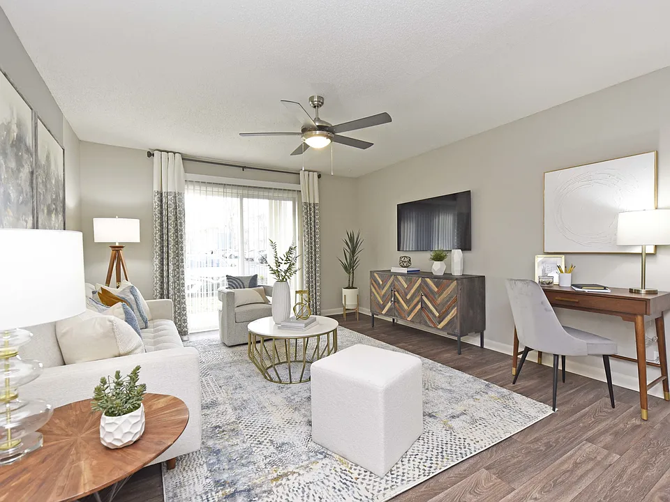 Living Room with Hardwood-Style Flooring