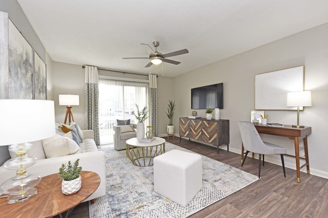 Living Room with Hardwood-Style Flooring