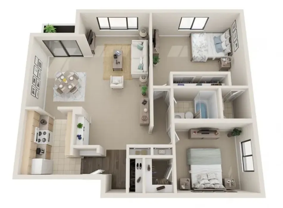 Floor plan Two Bedroom 1.5 Bath