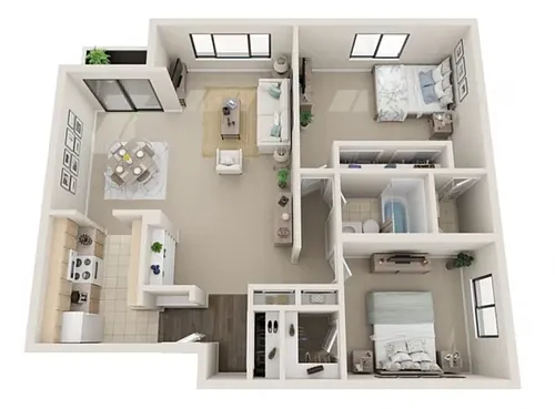 Floor plan Two Bedroom 1.5 Bath