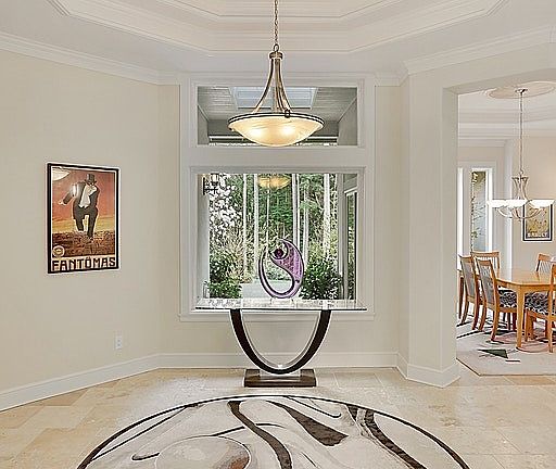 Dramatic travertine entry