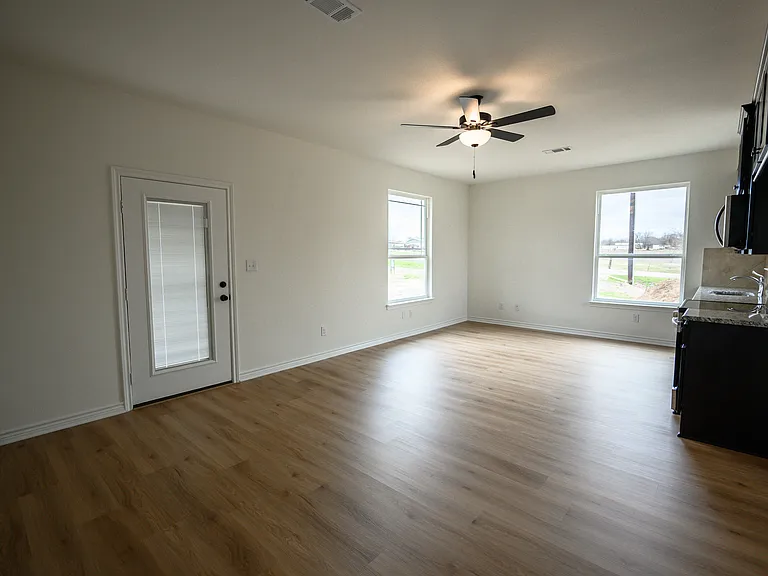 Studio Apartment looking towards the separate entrance front door