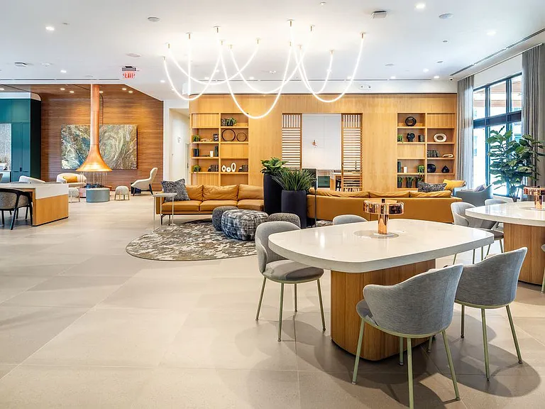 Resident lounge with coworking spaces