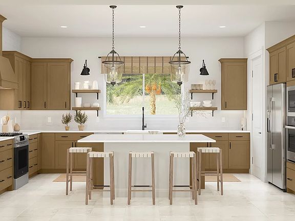 Kitchen with pendant lighting