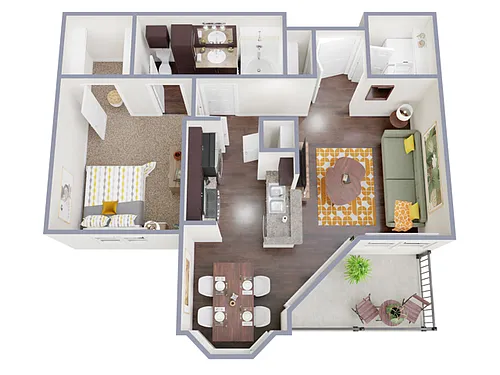 Floor plan 1 Bed, 1 Bath B (80% Income Restricted)