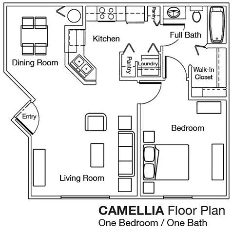 Floor plan One Bedroom One Bathroom MKT