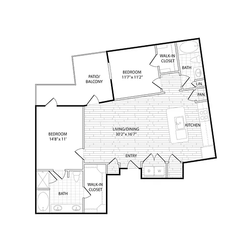 Floor plan BS2 - Two Bedroom