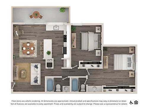 Floor plan 2 Bed 2 Bath